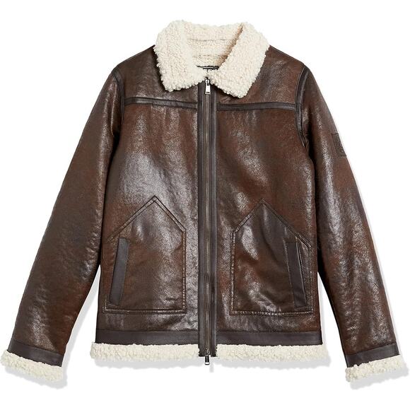 Guess Boys Dark‎ Brown Suede Jacket with Shearling Lining Size 18 - Picture 1 of 7
